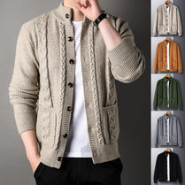 UrbanKnits - Men's Stylish Jacquard Cardigan with Pockets