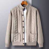 UrbanKnits - Men's Stylish Jacquard Cardigan with Pockets